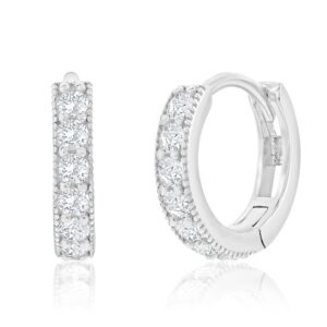 Sterling Silver 13mm Cz Hoop Earrings - 001-610-01243