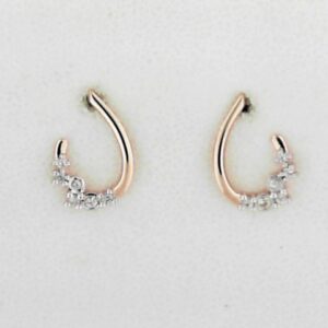 Sterling Silver/ Rose Gold Plate White Sapphire Earrings - 001-610-01270