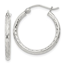 Sterling Silver 2mm Diamond Cut Hoop Earrings - 001-610-01282