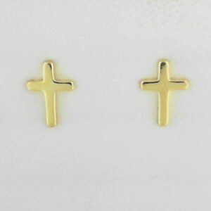 Sterling Silver Gold Tone Polished Latin Cross Post Earrings - 001-610-01294