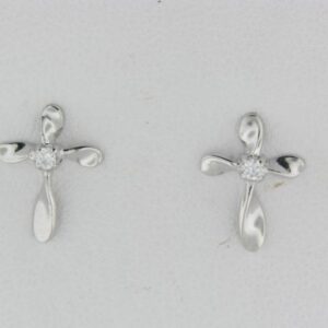 Sterling Silver Cz Cross Earrings - 001-610-01299