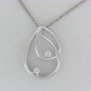 Sterling Silver Diamond Two Stone Pendant Dia Tw .06 - 001-630-01856