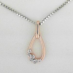 Sterling Silver/rose Gp White Sapphire Pendant - 001-630-02240