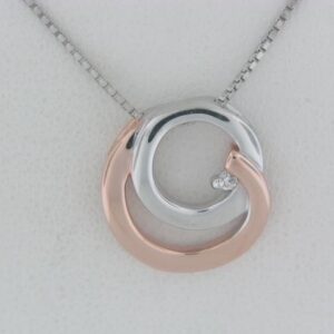 Sterling Silver/rose Bentelli Pendant With Diamond .02 - 001-630-02245