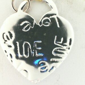 Sterling Silver Love Stamped Heart Charm - 001-640-00082