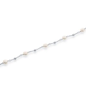 Sterling Silver 6mm Pearls With Moon Beads Bracelet - 001-640-00371
