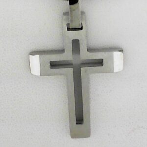 Stainless Steel Brushed And Polished Cut Out Cross - 001-660-01095