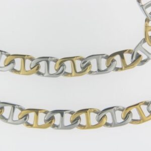 Mens Stainless Steel 8mm Gold Plated Mariner Chain Set. Bracelet 8 1/4 Inch Long And Necklace 22 Inch Long - 001-900-00840