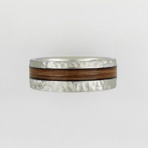 8mm Tungsten Flat Band with 3mm Bourbon Moon Accent, Size 10