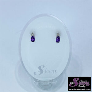 10K White Gold Amethyst and Diamond Accent Earrings