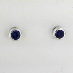 10K White Gold 4mm Created Sapphire Bezel Earrings