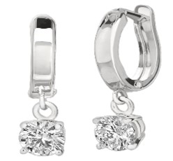 14kw Lab Grown Diamond 1ct Tw Hanging Solitaire Hoop Earrings - 001-310-01019