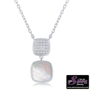 Elegant Sterling Silver Necklace with Mother of Pearl Squares