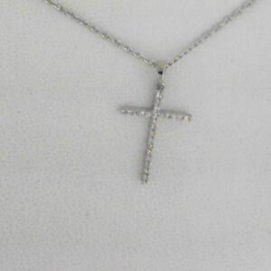 Elegant Sterling Silver Cross Pendant with Diamond Accent