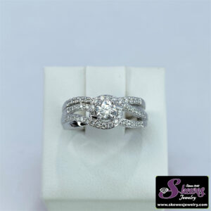14K White Gold Semi-Mount Engagement and Wedding Ring Set
