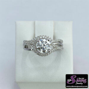 14K White Gold Semi-Mount Engagement and Wedding Ring Set