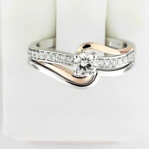 14K Rose Gold Lab Grown Diamond Engagement Ring and Wedding Band