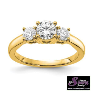 14K Yellow Gold 3-Stone Lab Grown Diamond Ring