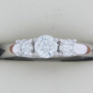 14K White Gold Three Stone Diamond Ring