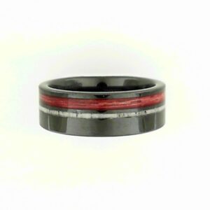 8mm Ceramic Flat Antler Ring in Stainless Steel