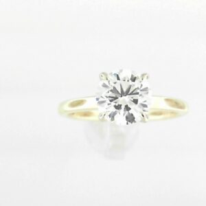 Elegant 14K Two-Tone Hidden Halo Semi-Mount Ring for Round Lab Grown Diamond