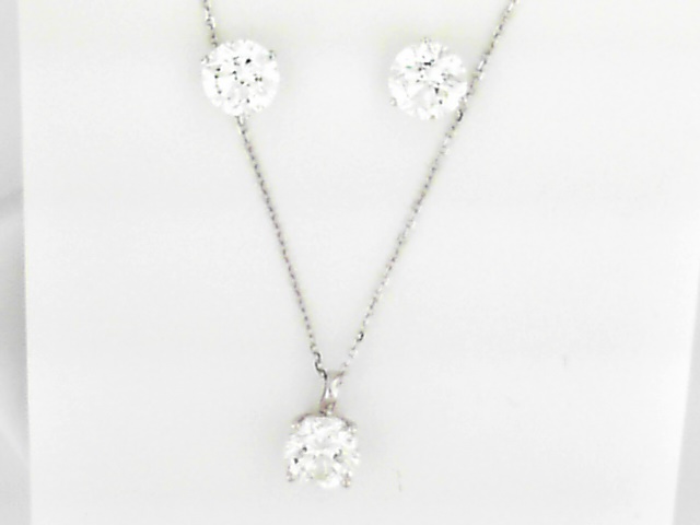 Elegant Two-Tone 14K Lab Grown Diamond Pendant and Earrings Set