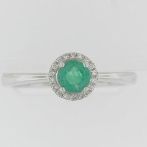 10K White Gold Emerald Cut Emerald Semi-Mount Ring