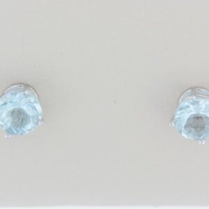 14K White Gold Aquamarine Stud Earrings