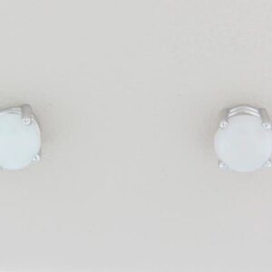 14K White Gold Genuine Opal Stud Earrings