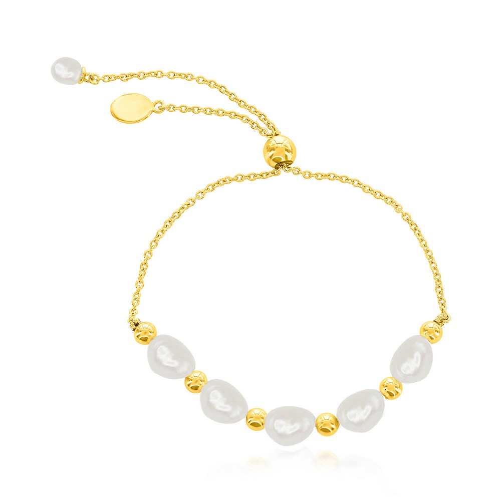 Sterling Silver Gold-Plated Freshwater Pearl and Bead Bracelet