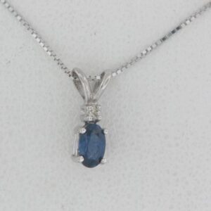 14K White Gold Sapphire Pendant