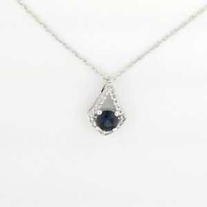 10K White Gold Sapphire and Diamond Pendant