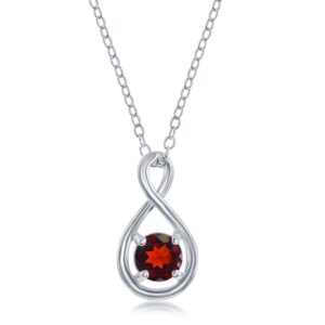 Elegant Sterling Silver Infinity Necklace with Garnet