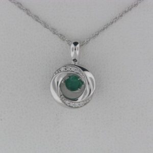 Elegant Sterling Silver Pendant with Emerald and Diamonds