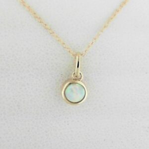 10K Yellow Gold 4mm Created Opal Pendant