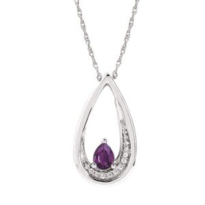 Sterling Silver Amethyst Pendant with Diamond Accents