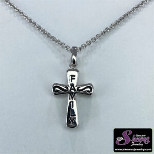 Elegant Sterling Silver Cross Family Pendant