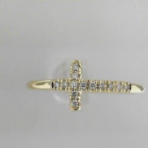 10K Yellow Gold Lab Grown Diamond Sideways Cross Ring
