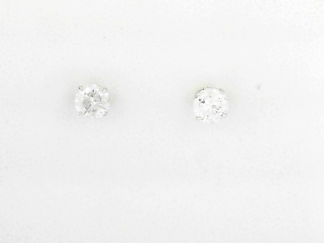 14K White Gold Diamond Stud Earrings, Total Weight 0.97 Carats