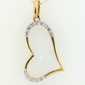 14K Yellow Gold Sideways Heart Diamond Pendant