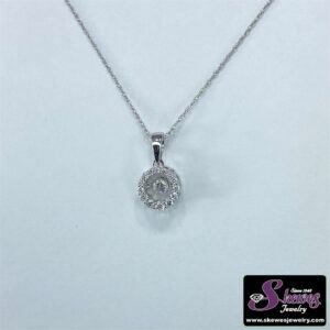 14K White Gold Diamond Halo Pendant with .10 ct Center Diamond