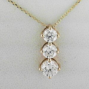 14K Yellow Gold Lab Grown Diamond Three Stone Pendant