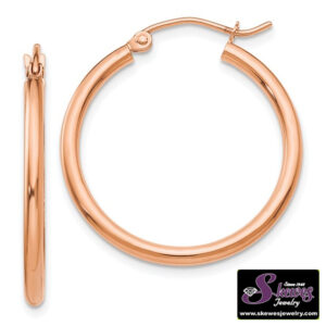 10K Rose Gold 2mm Tube Hoop Earrings