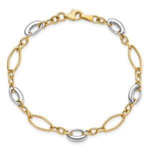 Elegant 14K Two-Tone Polished Link Bracelet
