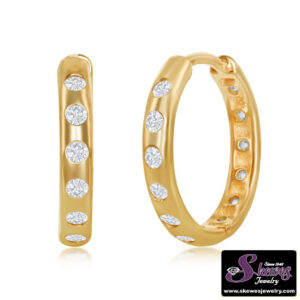 Elegant Sterling Silver and Gold-Plated CZ Hoop Earrings