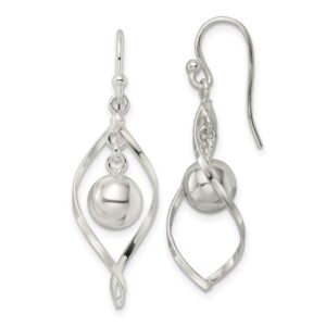 Elegant Sterling Silver Twisted and Ball Dangle Earrings