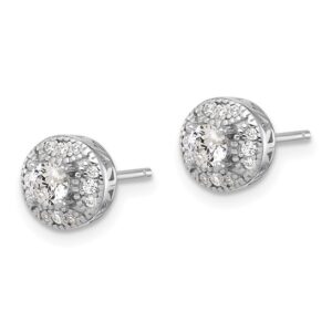 Textured Sterling Silver Round Cubic Zirconia Cluster Earrings