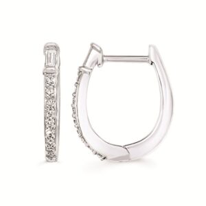 Elegant Sterling Silver Diamond Hoop Earrings
