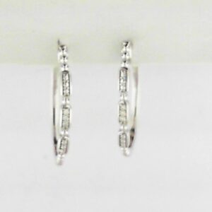 Elegant Sterling Silver Hoop Earrings with Sparkling Diamonds