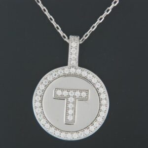 Sterling Silver Micro Pave Cubic Zirconia Circle Pendant